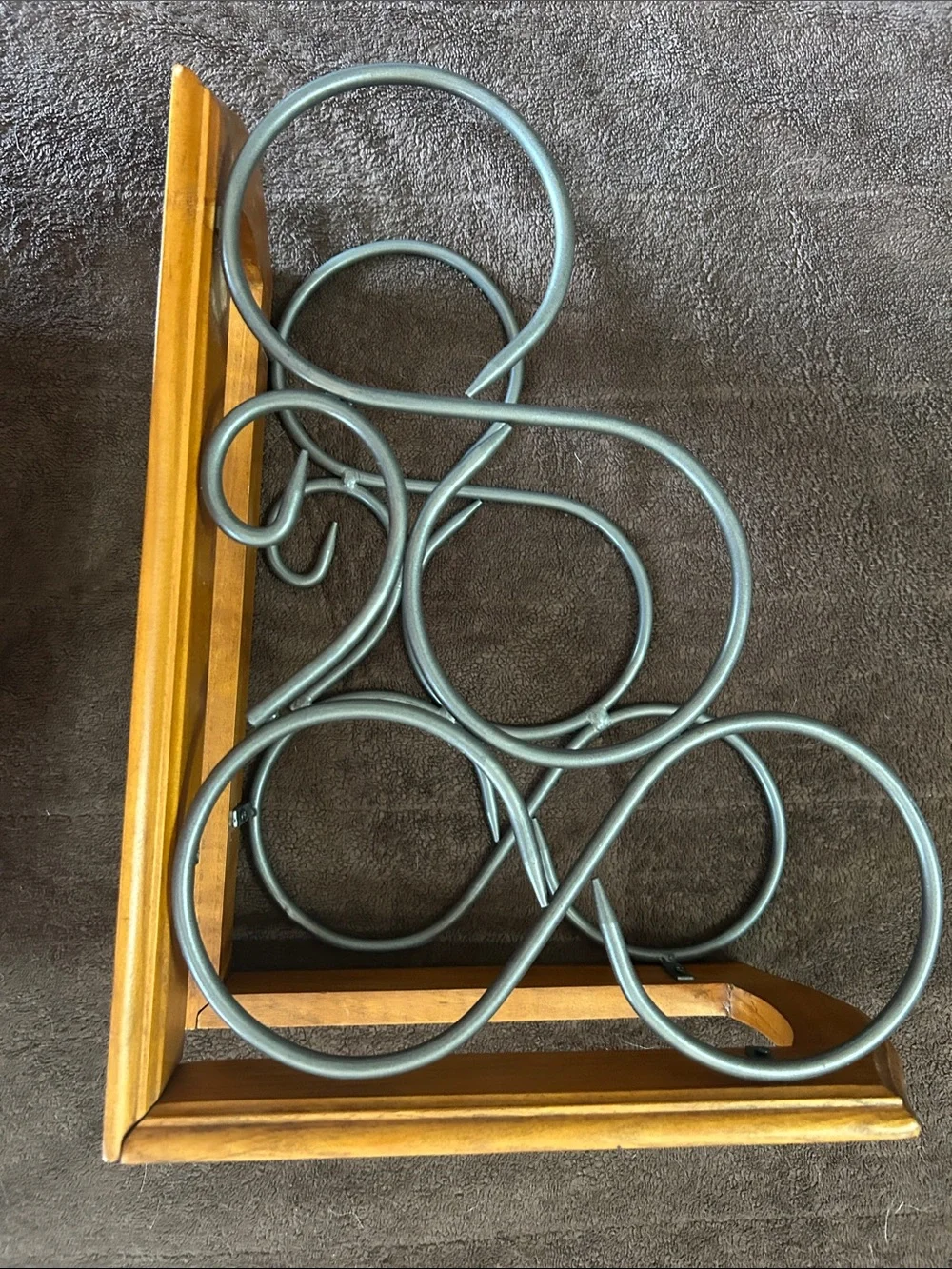 Wood and Metal Wine Rack - Brown Wood with Gray Metal Accents